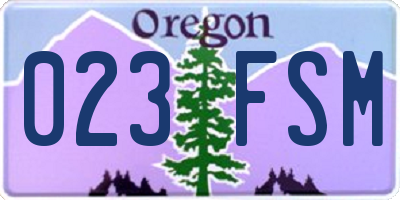 OR license plate 023FSM