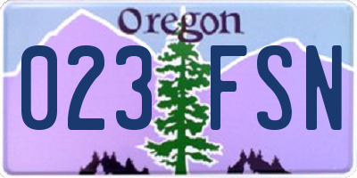 OR license plate 023FSN