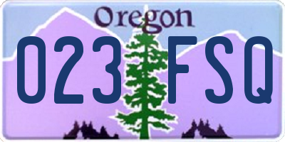 OR license plate 023FSQ