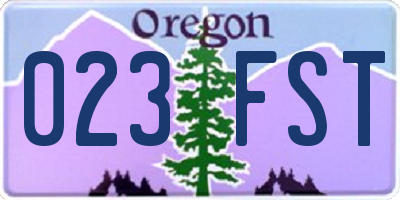 OR license plate 023FST