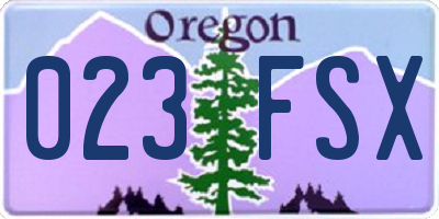 OR license plate 023FSX