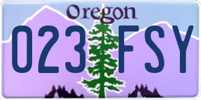 OR license plate 023FSY