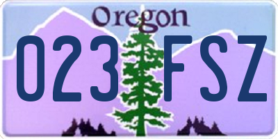 OR license plate 023FSZ