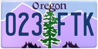 OR license plate 023FTK
