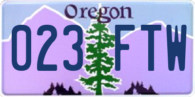 OR license plate 023FTW
