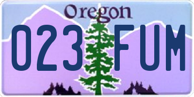 OR license plate 023FUM