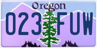 OR license plate 023FUW
