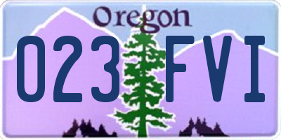 OR license plate 023FVI