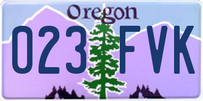 OR license plate 023FVK