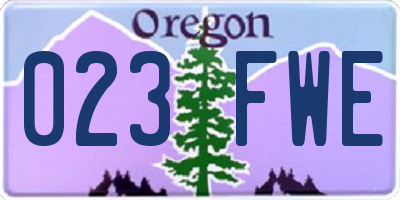 OR license plate 023FWE