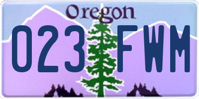 OR license plate 023FWM