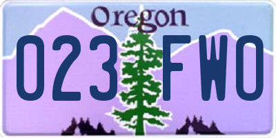 OR license plate 023FWO