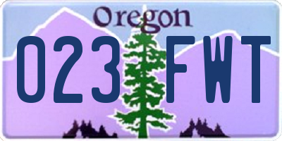 OR license plate 023FWT
