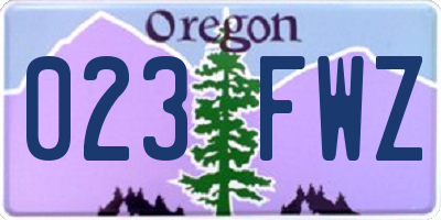 OR license plate 023FWZ