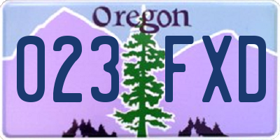 OR license plate 023FXD