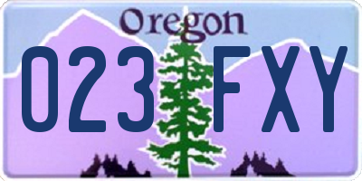 OR license plate 023FXY