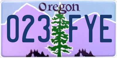 OR license plate 023FYE