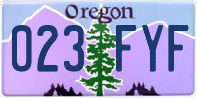 OR license plate 023FYF