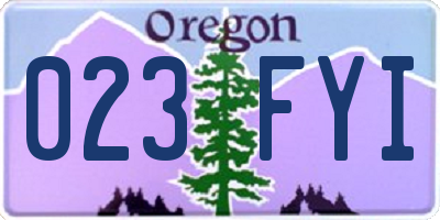 OR license plate 023FYI