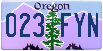 OR license plate 023FYN