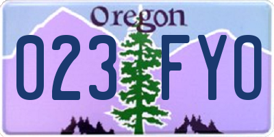 OR license plate 023FYO
