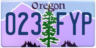 OR license plate 023FYP