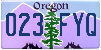 OR license plate 023FYQ