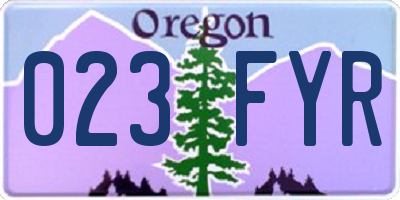 OR license plate 023FYR