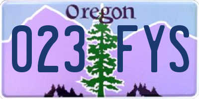 OR license plate 023FYS