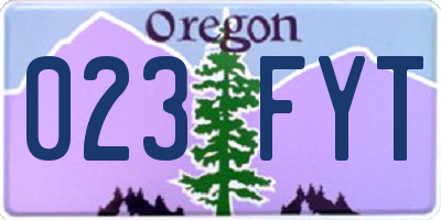 OR license plate 023FYT