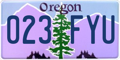 OR license plate 023FYU