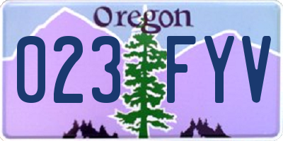 OR license plate 023FYV