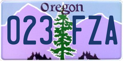 OR license plate 023FZA