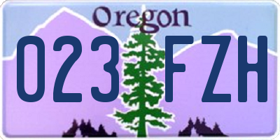OR license plate 023FZH