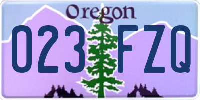 OR license plate 023FZQ