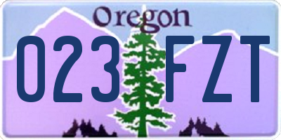 OR license plate 023FZT