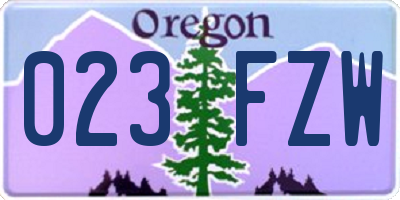 OR license plate 023FZW