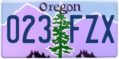 OR license plate 023FZX