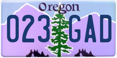 OR license plate 023GAD