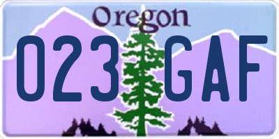 OR license plate 023GAF