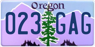 OR license plate 023GAG