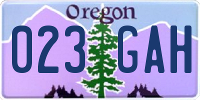 OR license plate 023GAH
