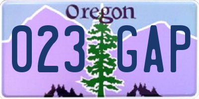 OR license plate 023GAP