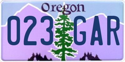 OR license plate 023GAR