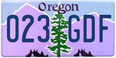 OR license plate 023GDF