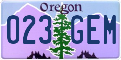 OR license plate 023GEM