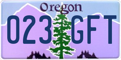 OR license plate 023GFT