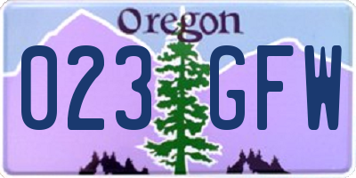 OR license plate 023GFW