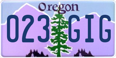 OR license plate 023GIG