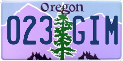 OR license plate 023GIM